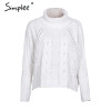 Simplee Turtleneck knitted pullover sweater Women hollow out soft jumper pull femme Autumn winter 2017 warm knitting sweater