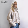 Simplee Turtleneck knitted pullover sweater Women hollow out soft jumper pull femme Autumn winter 2017 warm knitting sweater