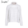 Simplee Turtleneck knitted pullover sweater Women hollow out soft jumper pull femme Autumn winter 2017 warm knitting sweater