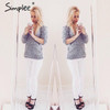 Simplee Summer style white hole ripped jeans Women jeggings cool denim high waist pants capris Female skinny black casual  jeans