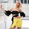 Simplee suede leather pencil skirt High waist lining skirt womens Zipper bodycon sexy short mini asymmetrical skirt summer