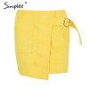 Simplee suede leather pencil skirt High waist lining skirt womens Zipper bodycon sexy short mini asymmetrical skirt summer