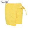 Simplee suede leather pencil skirt High waist lining skirt womens Zipper bodycon sexy short mini asymmetrical skirt summer