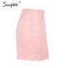 Simplee suede leather pencil skirt High waist lining skirt womens Zipper bodycon sexy short mini asymmetrical skirt summer
