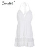 Simplee Strap backless mini summer dress women V neck tassel sexy lace white dress female 2018 streetwear beach dress vestidos Simplee Strap backless mini summer dress women V neck tassel sexy lace white dress female 2018 streetwear beach dress vestidos