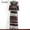 Simplee Sexy split boho paisley print dress Women vintage strappy long dress Summer causal maxi beach dress vestidos 2016
