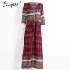 Simplee Sexy split boho paisley print dress Women vintage strappy long dress Summer causal maxi beach dress vestidos 2016