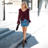 Simplee Sexy ruffle chiffon blouse shirt Autumn flare sleeve deep v neck women blouses 2017 Casual transparent streetwear blouse