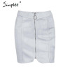 Simplee Sexy leather suede pencil skirt women Zipper ring autumn winter high waist short skirt 2017 Bodycon party mini skirt