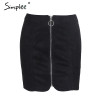Simplee Sexy leather suede pencil skirt women Zipper ring autumn winter high waist short skirt 2017 Bodycon party mini skirt
