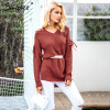Simplee Sexy lace up split knitted sweater Women autumn winter black long pullover jumper Casual hollow out knitwear pull femme