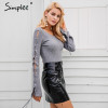 Simplee Sexy lace up knitting pullover Fashion flare sleeve autumn winter sweater women tops Casual hollow out jumper pull femme