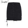 Simplee Sexy lace up denim skirt women Summer bodycon high waist pencil skirt Streetwear fashion casual split min skirts womens