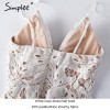 Simplee Sexy backless v neck lace dress women Casual straps high waist irregular summer dress 2017 party beach dress robe femme