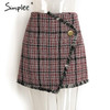 Simplee Sexy asymmetrical plaid skirts women Elegant tassels high waist skirt Cool streetwear woolen short skirt 2017