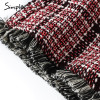 Simplee Sexy asymmetrical plaid skirts women Elegant tassels high waist skirt Cool streetwear woolen short skirt 2017