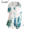 Simplee Ruffles off shoulder print jumpsuit women High waist backless sleeveless flower playsuit Summer causal beach overalls