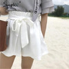 Simplee Ruched sashes high waist shorts women  Solid color pocket bud shorts Summer casual streatwear hot shorts