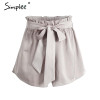 Simplee Ruched sashes high waist shorts women  Solid color pocket bud shorts Summer casual streatwear hot shorts
