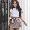 Simplee Ruched sashes high waist shorts women  Solid color pocket bud shorts Summer casual streatwear hot shorts
