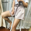 Simplee Ruched sashes high waist shorts women  Solid color pocket bud shorts Summer casual streatwear hot shorts