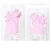 KAYWIDE 2017 Spring Women Blouse Series One Shoulder Ruffles Shirt Tops Summer Striped Shirt Sleeveless Blouse For Women A17201