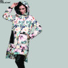 Kaximei White Duck Down Full Down Jacket Women 2017 New Arrival Printed Hooded Wear Outwear Coat 80886