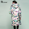 Kaximei White Duck Down Full Down Jacket Women 2017 New Arrival Printed Hooded Wear Outwear Coat 80886