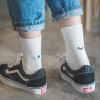 kawaii Women Embroidery White Socks Women's Cute Candy Moon Crossing Heart Chinese Love Korean Love Pattern Cotton Sock