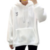 Kawaii Sweet Rabbit Ears Hooded Sweatshirt Women Embroidery Pink Hoodies Loose Loose Long Sleeve Tracksuits Pullovers Moletom