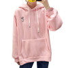 Kawaii Sweet Rabbit Ears Hooded Sweatshirt Women Embroidery Pink Hoodies Loose Loose Long Sleeve Tracksuits Pullovers Moletom