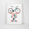 Kawaii Cute  Bicycle Poster Print  Modern Nordic Cartoon Nursery Wall Art Picture Room Decor Canvas Painting No Frame