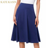 Kate Kasin Short Skirt Knee Length Ladies 100% Cotton Skirts Women Navy Blue Saias Longa 2017 Femininas Formal Jupe Femme