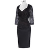 Kate Kasin Black Lace Embroidery Short Cocktail Dresses 2017 V Neck Pleated Prom Party Dresses Robe de Cocktail Formal Dress