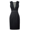Kate Kasin Black Short Cocktail Dresses 2018 Sexy V Neck Lace Knee Length Women Prom Dress Sheath Bodycon Formal Party Dresses