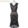 Kate Kasin Black Short Cocktail Dresses Women Lace Party Dress Knee Length Mermaid Style Robe de Cocktail 2018 Prom Dress 1079