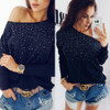 2018 Brand New Women Longsleeve Autumn Slim Knitted Sweater Tops Bling Outwear Coat Casual Tops