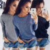 2018 Brand New Women Longsleeve Autumn Slim Knitted Sweater Tops Bling Outwear Coat Casual Tops