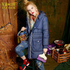 Elf SACK z winter 2016 fashion rib knitting with a hood slim waist long down coat female design