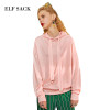 ELF SACK Womens Autumn Vintage Hooeded Sweatshirts Ladies Plus Size Collared Lace Strings Pullovers Loose Women Tops Sweatshirt