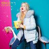 ELF SACK Winter Women Down Coats Plus Size low-high with a fur collar hood down coat medium-long female