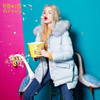 ELF SACK Winter Women Down Coats Plus Size low-high with a fur collar hood down coat medium-long female