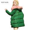 ELF SACK Winter Women Down Coats Plus Size low-high with a fur collar hood down coat medium-long female
