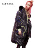 Elf SACK w magic female detachable fur collar with a hood loose thickening down coat female long design