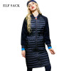 ELF SACK Solid Women Winter Patchwork Newest Stand Collar Slim Waist Down Coat Female Long Outerwear Down Coats Women Tops