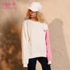 ELF SACK Embroidery Tiger Women Casual Sweatshirts Loose Pink Sweet Womens Tops Round Neck Fashion Pullovers