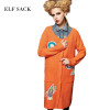 Elf SACK autumn sweet all-match fashion o-neck loose cardigan female medium-long