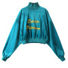 ELF SACK 2018 Spring Women Letter Embroidery Velvet Pullovers Womens Loose High Collar Cool Sweatshirts Girls Chic Tops