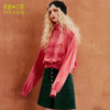 ELF SACK 2018 Spring Women Letter Embroidery Velvet Pullovers Womens Loose High Collar Cool Sweatshirts Girls Chic Tops