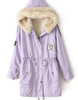 Elexs New Fashion Winter Women Fur Hooded Zipper Embellished Women Parkas Military Casual Winter Coat outerwear Women Parkas